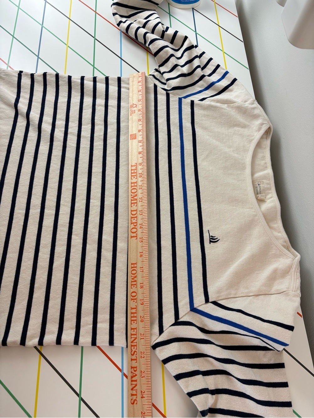 Ponant x 727 Sailbags Striped Boatneck Top Ivory & Navy XL 100% Cotton Nautical - Picture 9 of 9